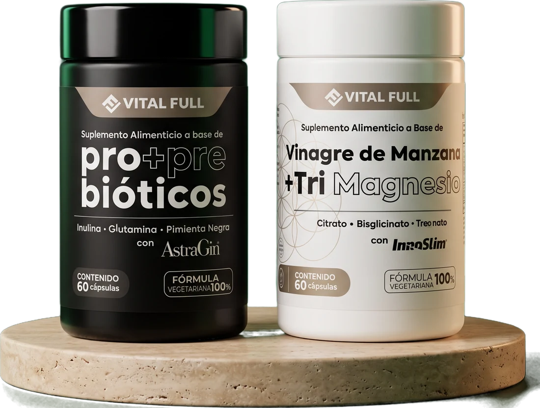 Frascos de Pro + Prebióticos y Vinagre de Manzana + Tri Magnesio de Vital Full